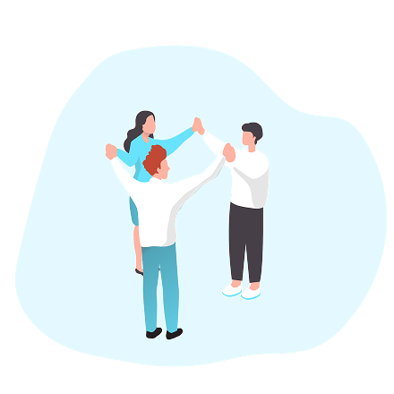 喜んでいる人たち